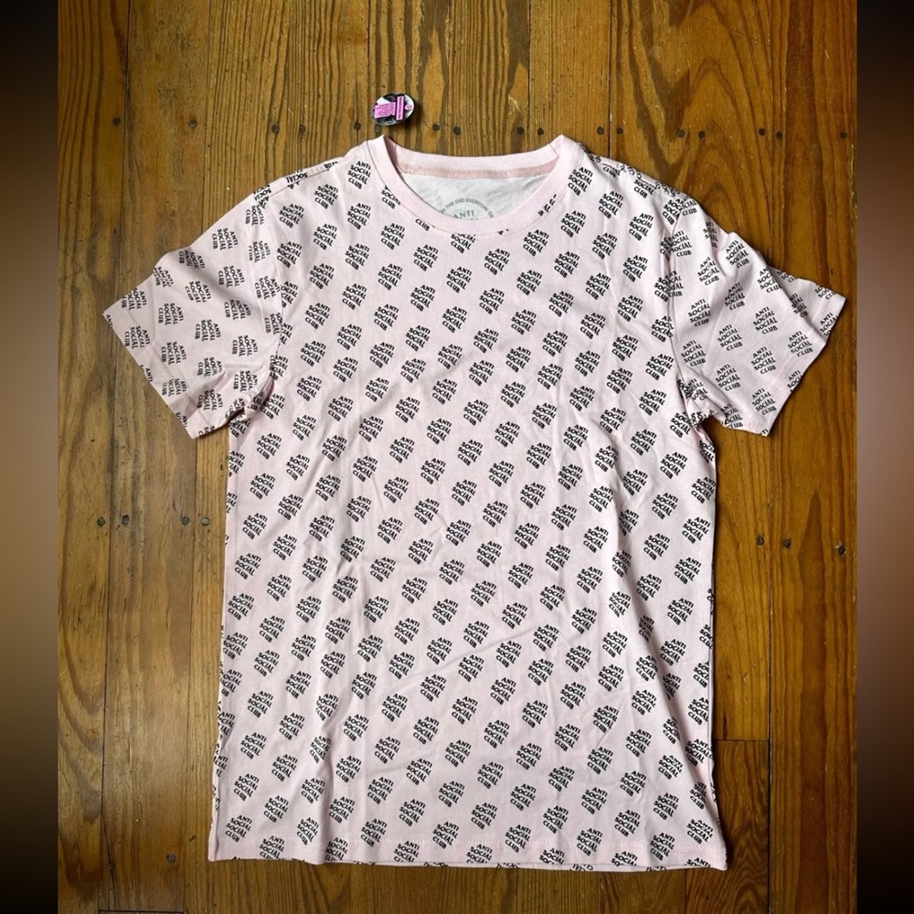 Anti social social club all over print pink size small